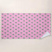 Serviette De Plage Lettre initiale de monogramme moderne motif rose v (Devant)