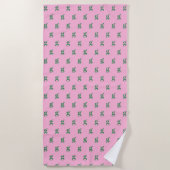 Serviette De Plage Lettre initiale de monogramme moderne motif rose v (Devant)