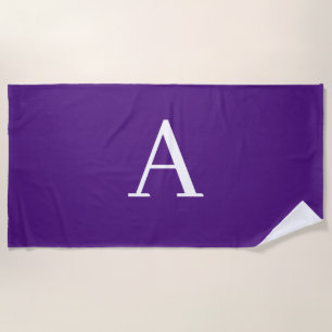 Serviette De Plage Lettre initiale Monogramme Style moderne violet