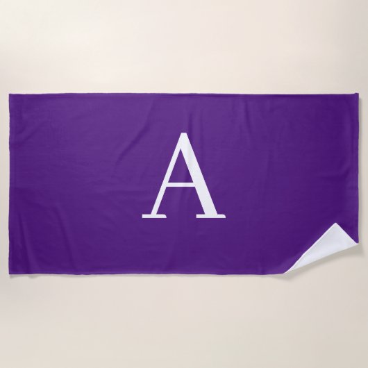 Serviette De Plage Lettre initiale Monogramme Style moderne violet (Devant)