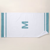 Serviette De Plage LETTRE MONOGRAPHIQUE Élégante Bleue Bordure Script (Devant)