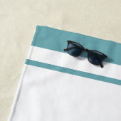 Serviette De Plage LETTRE MONOGRAPHIQUE Élégante Bleue Bordure Script (En situation)