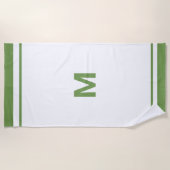 Serviette De Plage LETTRE MONOGRAPHIQUE Élégante ÉBAUCHE BORDÉE VERTE (Devant)