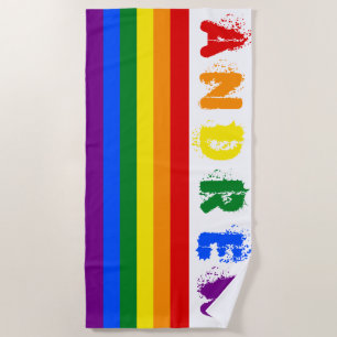 Serviette De Plage Lettres faites sur commande du nom 6 d'arc-en-ciel