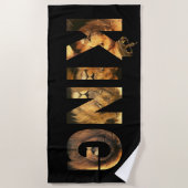 Serviette De Plage "Lettres Lion ROI" Design sur noir (Devant)