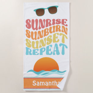 Serviette De Plage Lever du soleil, Coucher du soleil, Répéter Coloré