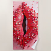 Serviette De Plage Lèvres en Fleur : Baiser de Papillon Floral (Devant)