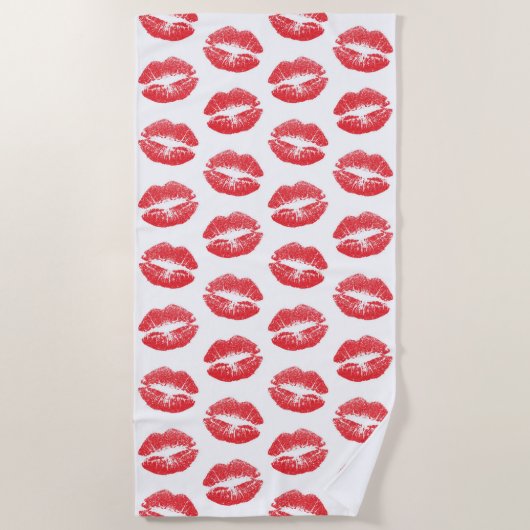 Serviette De Plage Lèvres Rouges, Motif De Lèvres, Rouge Lèvres, Bais (Devant)