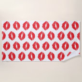 Serviette De Plage Lèvres Rouges, Rouge À Lèvres, Baiser, Motif Des L (Devant)