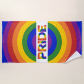 Serviette De Plage LGBT Pride Bold Geometry Rainbow Bullseye (Devant)