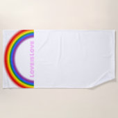 Serviette De Plage LGBTQ Pride Arc en ciel avec texte personnalisé L' (Devant)