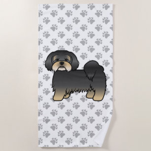 Serviette De Plage Lhasa Apso noir et feu Chien de dessin animé migno