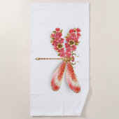 Serviette De Plage libellule de fleurs avec sakura de bijoux (Devant)