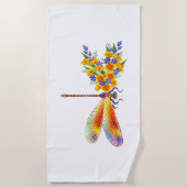 Serviette De Plage libellule de fleurs jaunes (Devant)