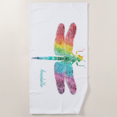Serviette De Plage Libellule magnifique d'aquarelle d'arc-en-ciel (Devant)