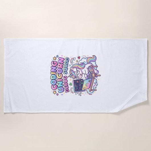 Serviette De Plage Licorne Coding Licorne Debug Squad Marché Charmeur (Devant)