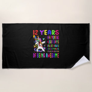 Serviette De Plage Licorne Dabbing 12 Ans 144 Mois Enfants 12ème Anni