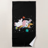 Serviette De Plage Licorne dans l'espace (Devant)
