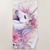 Serviette De Plage Licorne Florale Magnifique (Devant)