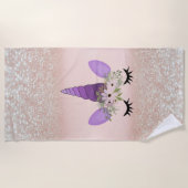 Serviette De Plage Licorne Mignonne, Bokeh Paillettes (Devant)