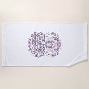 Serviette De Plage Licorne Namastay Magique Adorable Typographie Conc
