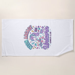Serviette De Plage Licorne Néon Arcade Licorne Produit de Style Rétro
