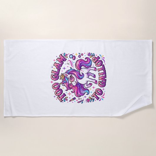 Serviette De Plage Licorne Trop Glamour pour Galoper Impression sur D (Devant)