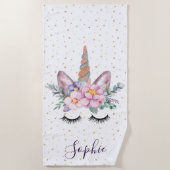 Serviette de plage Licorne | Visage de licorne (Devant)