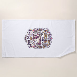 Serviette De Plage Licorne Zéro Drame Juste Licorne Vibes Élégant Bla
