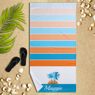 Serviette De Plage Life at The Beach Cool Blue/Orange Personalized