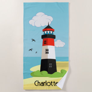 Serviette De Plage Lighthouse Scene Design Beach Towel
