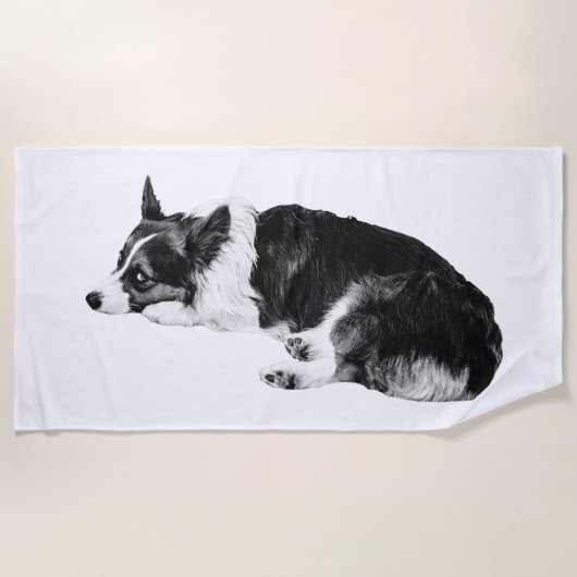 Serviette De Plage Ligne apaisée Corgi (Devant)