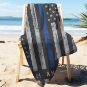 Serviette De Plage Ligne Bleue fine - Drapeau américain Bleu - Police