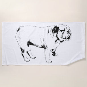 Serviette De Plage ligne de stance lumineuse, bouledogue