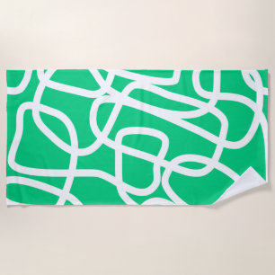 Serviette De Plage Lignes Abstraites modernes Vert blanc mignon Whims