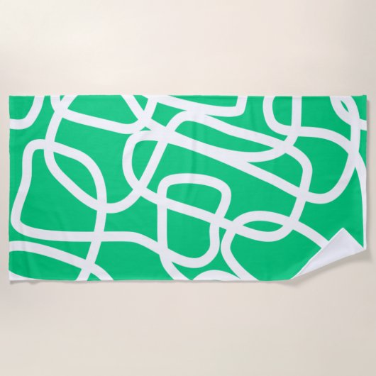 Serviette De Plage Lignes Abstraites modernes Vert blanc mignon Whims (Devant)
