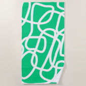Serviette De Plage Lignes Abstraites modernes Vert blanc mignon Whims (Devant)