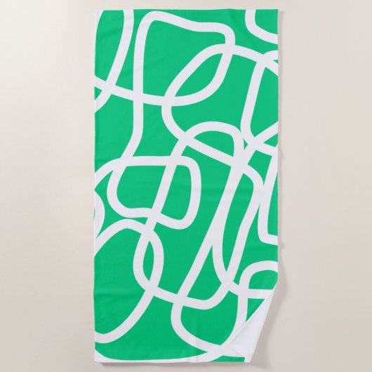 Serviette De Plage Lignes Abstraites modernes Vert blanc mignon Whims (Devant)