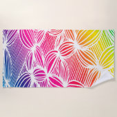Serviette De Plage Lignes arc-en-ciel courbes (Devant)