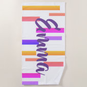 Serviette De Plage Lignes Bloque Votre Nom Propre Plage Serviette (Devant)