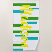 Serviette De Plage Lignes Bloque Votre Nom Propre Plage Serviette (Devant)