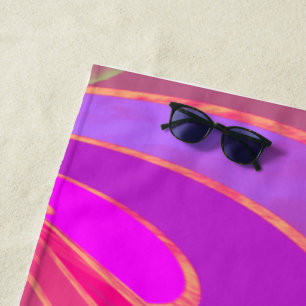 Serviette De Plage Lignes courbes soyeuses abstraites en rose