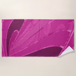 Serviette De Plage Lignes courbes soyeuses abstraites en rose