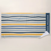 Serviette De Plage Lignes de couleur monogramme élégant (Devant)