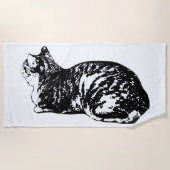 Serviette De Plage Lignes de lumière, Chat de repos (Devant)