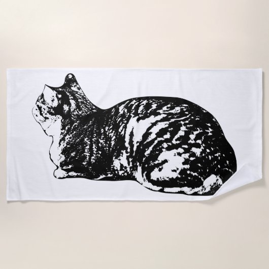 Serviette De Plage Lignes de lumière, Chat de repos (Devant)