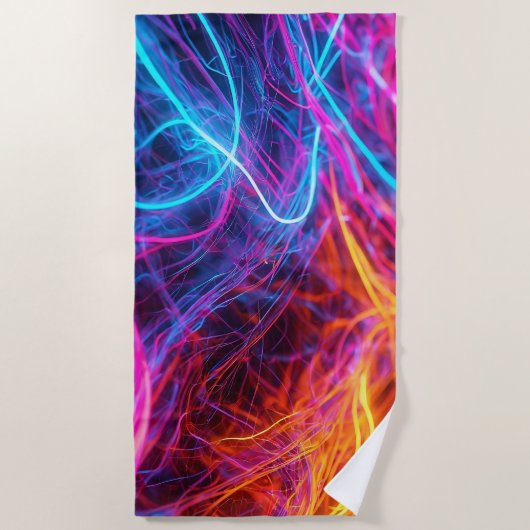 Serviette De Plage Lignes de néon (Devant)