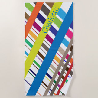 Serviette De Plage Lignes diagonales multicolores