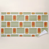 Serviette De Plage Lignes et boîtes vertes (Devant)