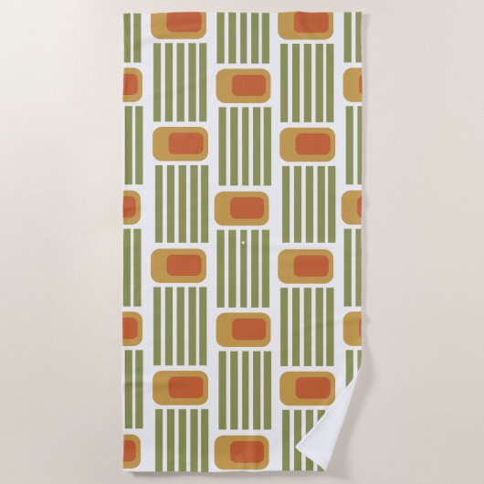 Serviette De Plage Lignes et boîtes vertes (Devant)